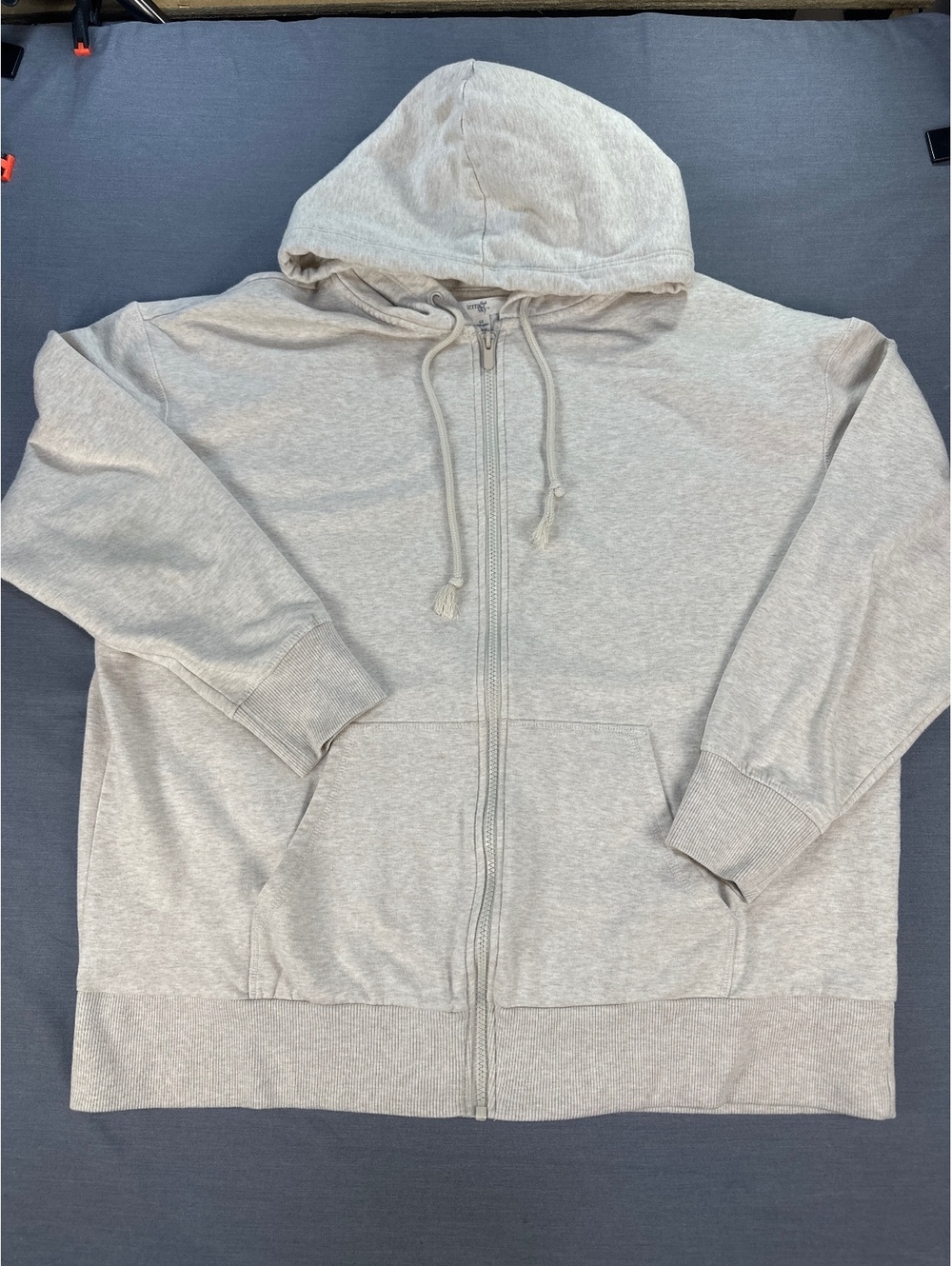 terra & sky Women's Hoodie Full Zip 1X Beige Cotton Polyester Spandex